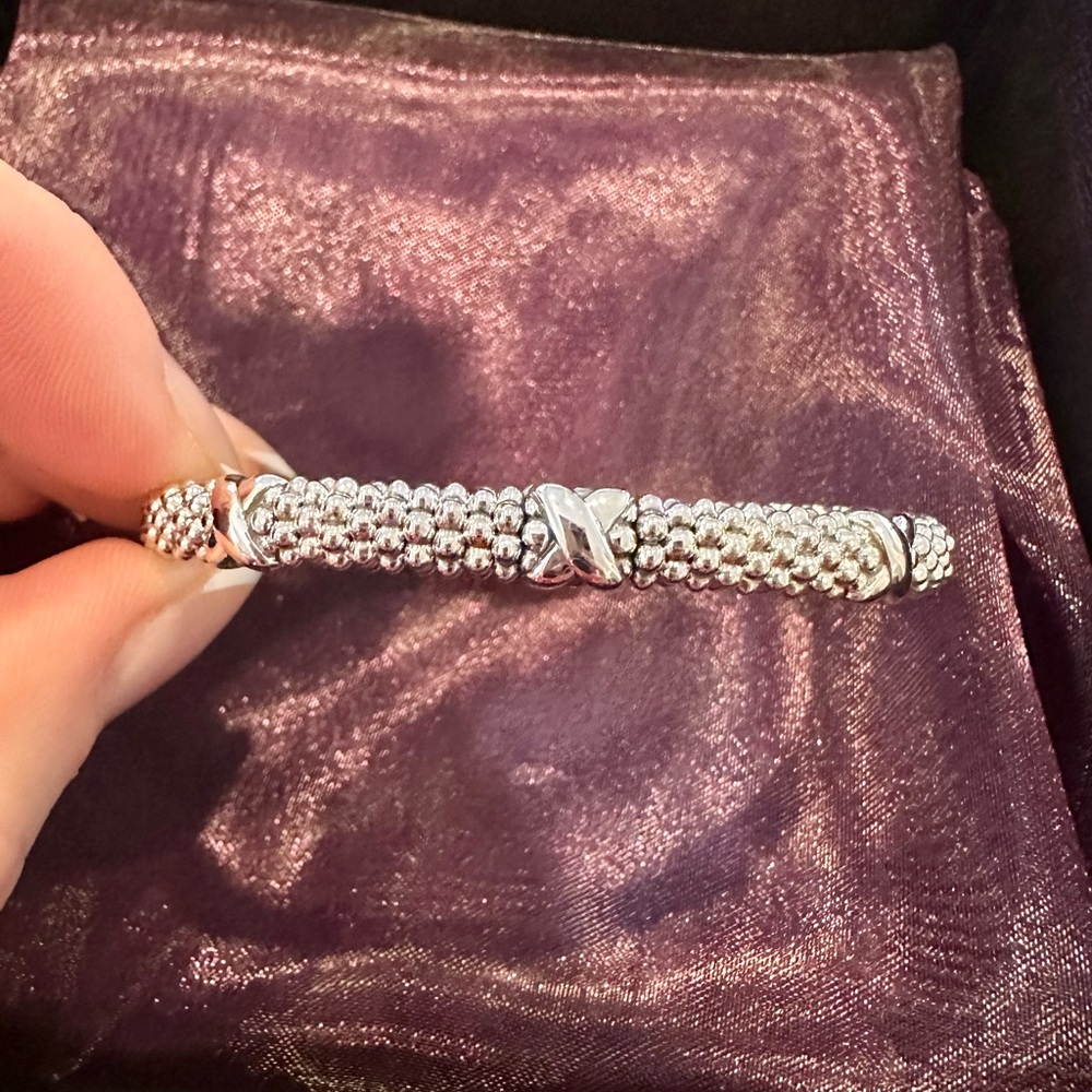 LAGOS Silver Beaded Bracelet with X Accents - Picture 2 of 13